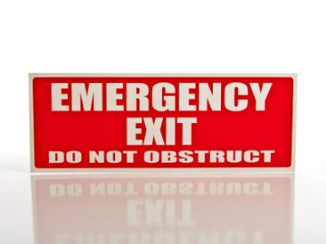 Show details for Emergency Exit Do Not Obstruct Sign - Red Picture of Emergency Exit Do Not Obstruct Sign - Red