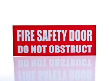 Show details for Fire Safety Door Do Not Obstruct Sign - Red Picture of Fire Safety Door Do Not Obstruct Sign - Red